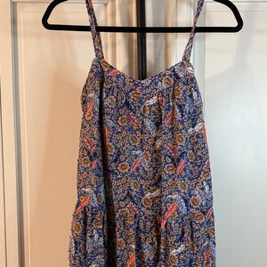 Knox Rose blue floral tiered midi dress with pockets